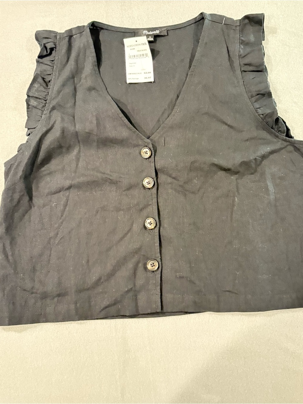 Madewell Black Linen Vest Layering Coastal Quiet Luxury Whimsigoth Cottagecore